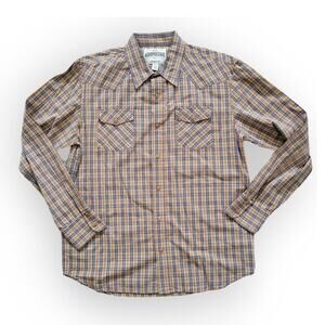 Aeropostale Authentic Brown Plaid Long Sleeve Snap Button Down Western Shirt L